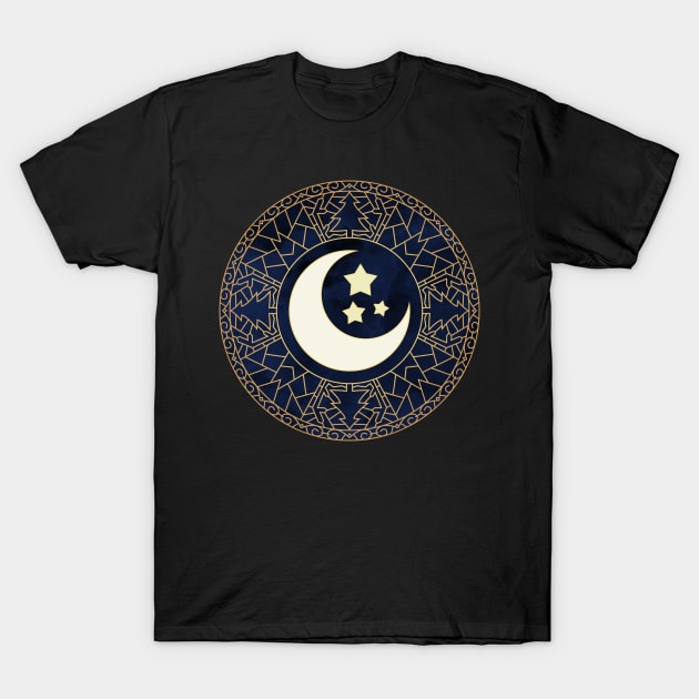 MANDALA MOON AND STARS T-Shirt by MagicDreams